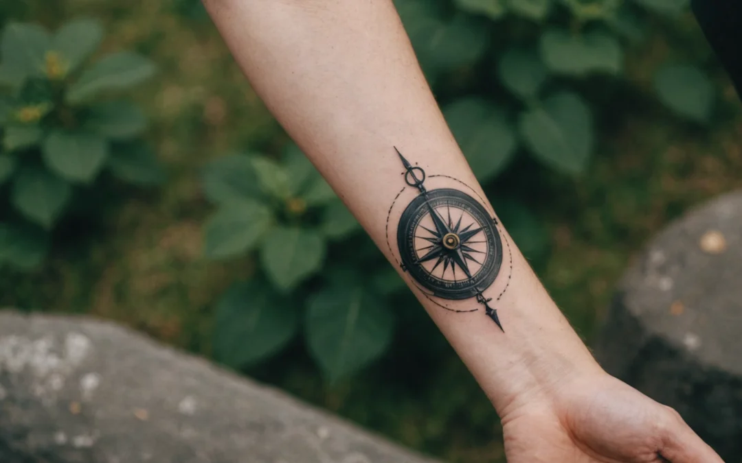 tatouage boussole minimaliste